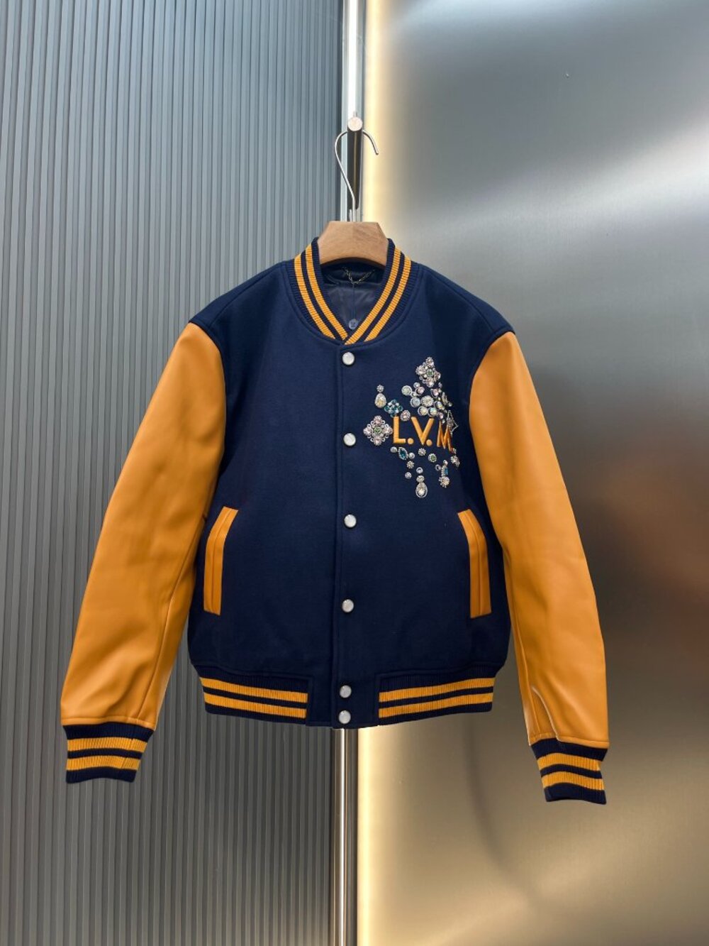 Louis Vuitton Diamond-Embellished Embroidered Varsity Jacket
